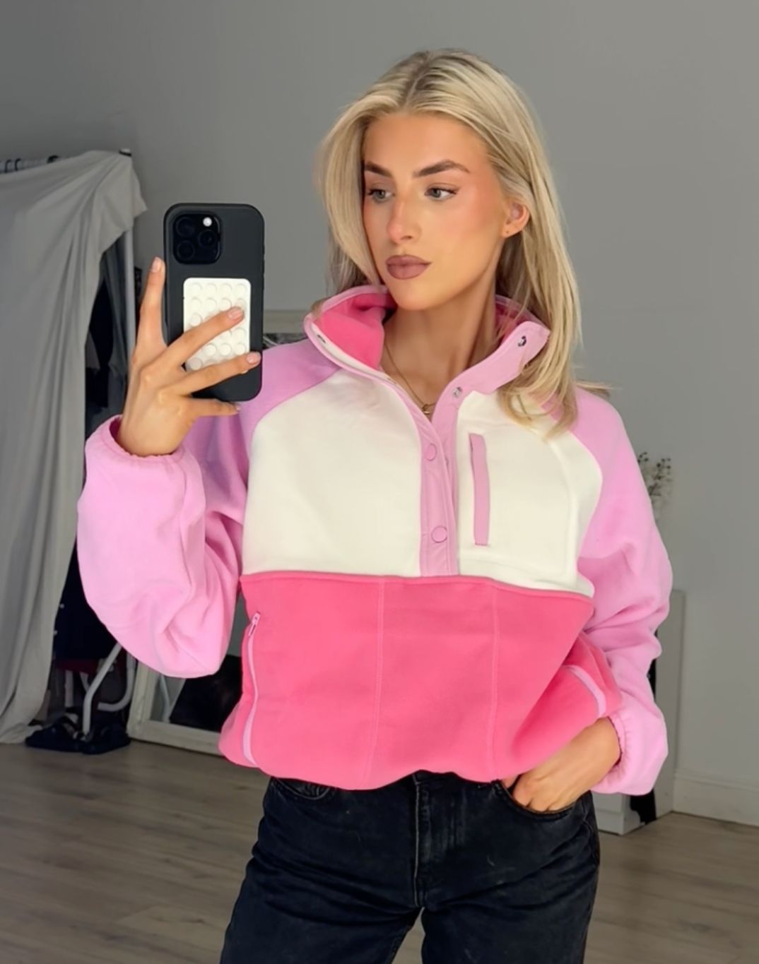 Snap Polar Fleece in Cotton Candy - XS/8 / Cotton Candy