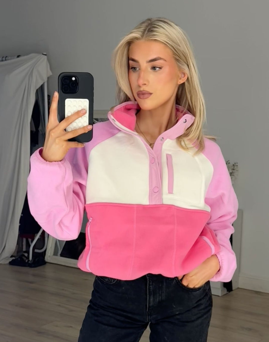 Snap Polar Fleece in Cotton Candy - XS/8 / Cotton Candy