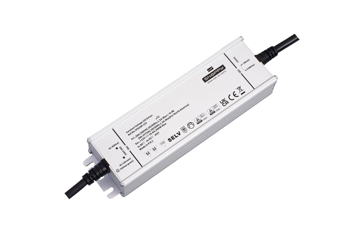 Snappy SPF200-24VSP LED Netzteil 24V – 200 W, 8,33 A, IP67 wasserdicht, Konstantspannung & TÜV für 24V LED Streifen