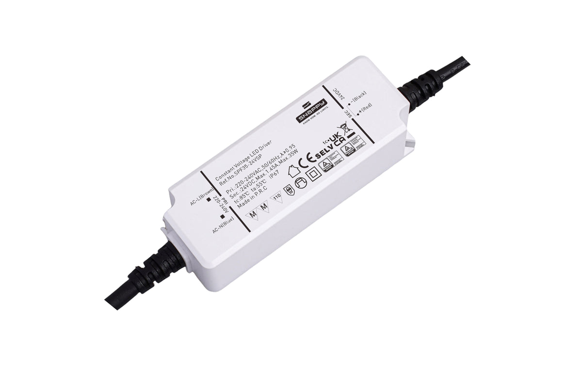 Snappy SPF35-24VSP LED Netzteil 24V – 35 W, 1,45 A, IP67 wasserdicht, Konstantspannung & TÜV für 24V LED Streifen