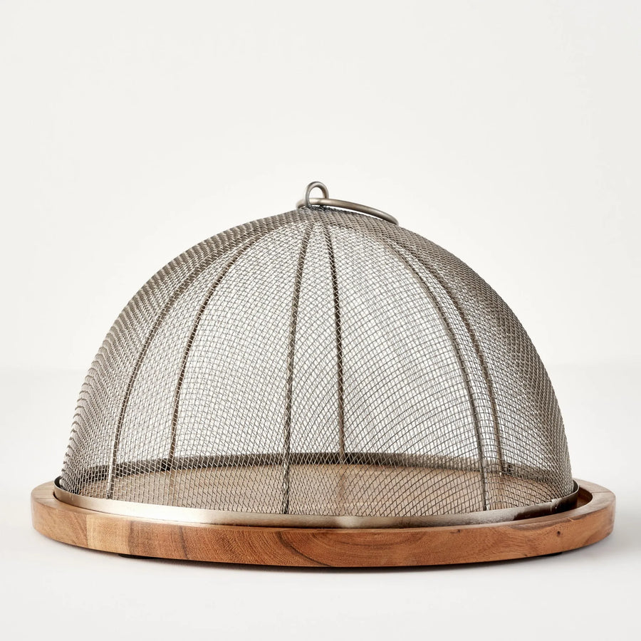 Spark Wooden Cake Stand with Dome - 9"x5.75"