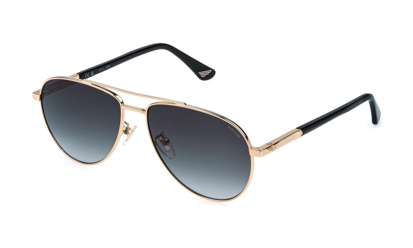 Police SPLR77 NEW CROSSROADS 6 300 Man Sunglasses Metal Gold Smoke Pilot Normal Nuanced