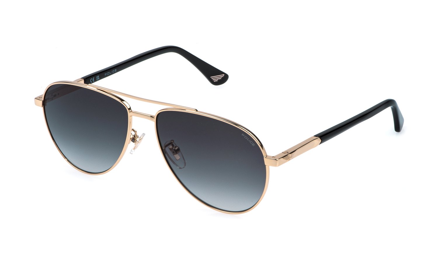 Police SPLR77 NEW CROSSROADS 6 300 Man Sunglasses Metal Gold Smoke Pilot Normal Nuanced