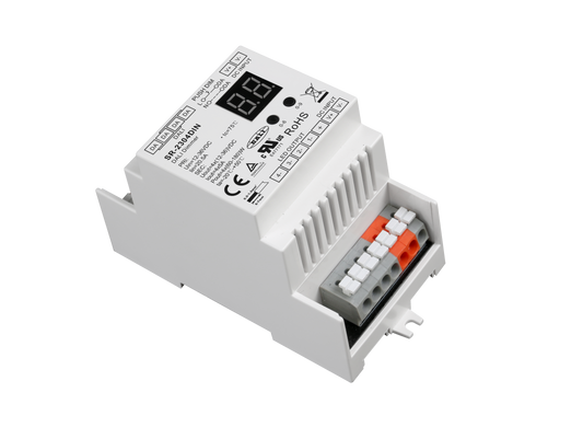 SR-2304DIN DALI-2 LED Controller, 4-Kanal, 12-36V DC, 4×5A, DT6, Push DIM, Hutschiene