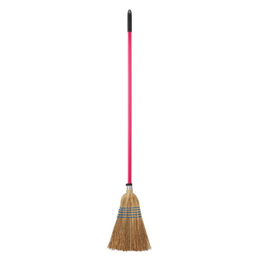 Standard Corn Broom | Traditional Dry Surface Yard and Stable Broom - Pink
