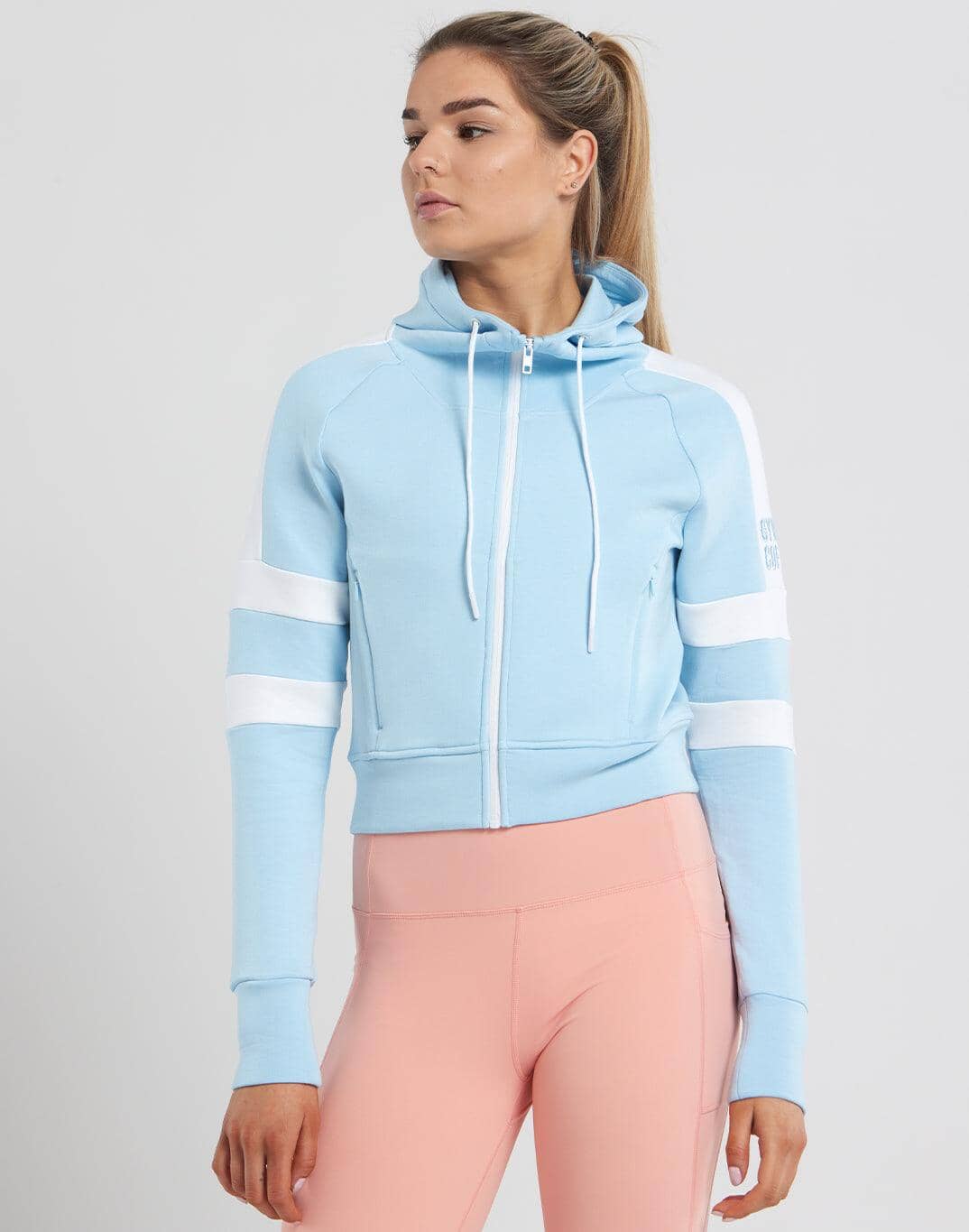 Striker Crop Hoodie in Baby Blue - Small / Baby Blue