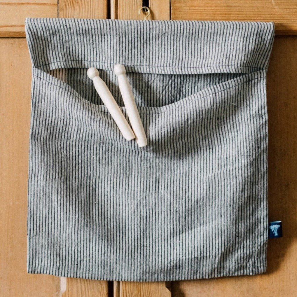 Helen Round Striped Linen Clothes Peg Bag