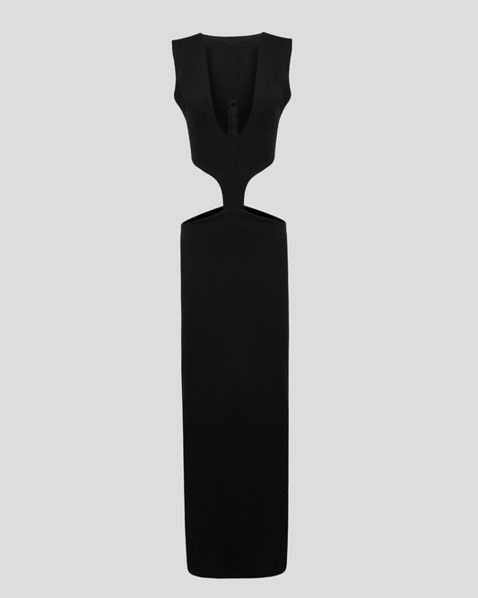 Black Dress with Waist Cut-Outs