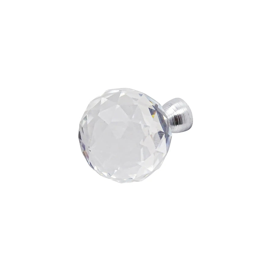 Tayberry - Round Crystal Glass Cabinet Knob - Polished Chrome