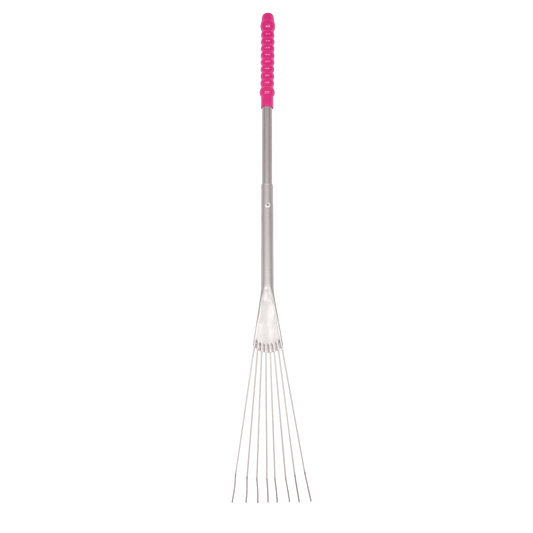 Tidee™ Metal Rake with Long Handle | Heavy Duty Stable and Garden Rake - Pink
