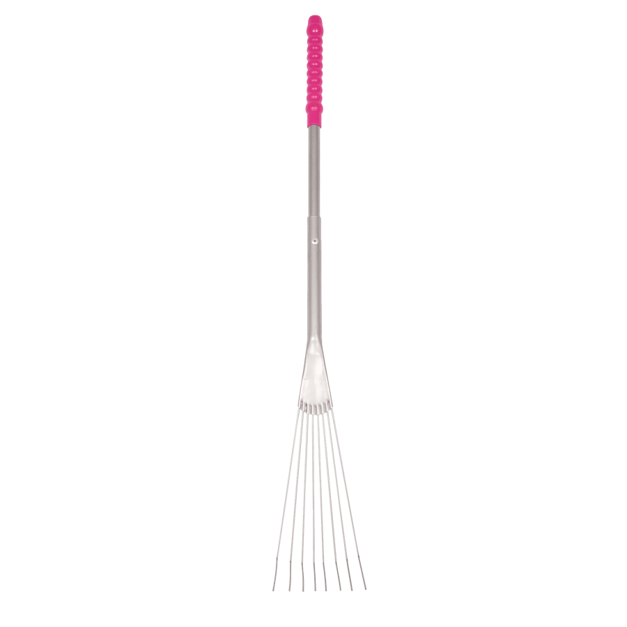 Tidee™ Metal Rake with Long Handle | Heavy Duty Stable and Garden Rake - Pink