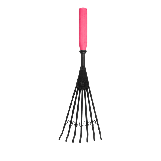 Tidee™ Short Plastic Rake | Lightweight Stable and Garden Hand Rake - Pink