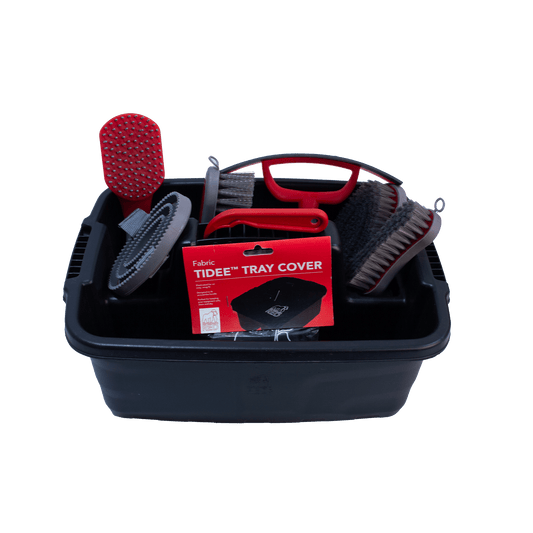 Tidee™ Tray Grooming Kit | Complete Horse Grooming Set with Tray Cover and Accessories - Black