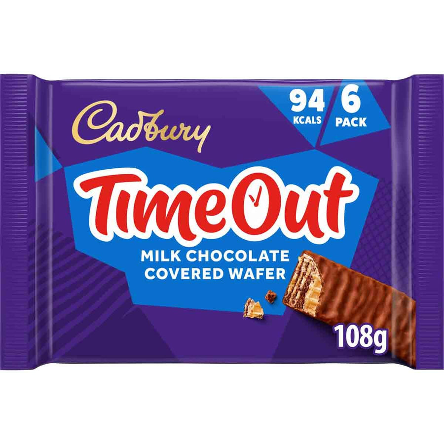 Cadbury Time Out 6 Milk Chocolate Covered Wafer Multi Pack 108g