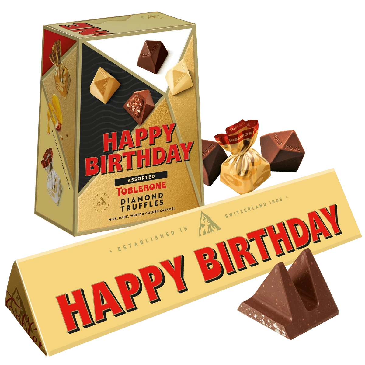 Happy Birthday Toblerone Bar & Truffles Chocolate Bundle