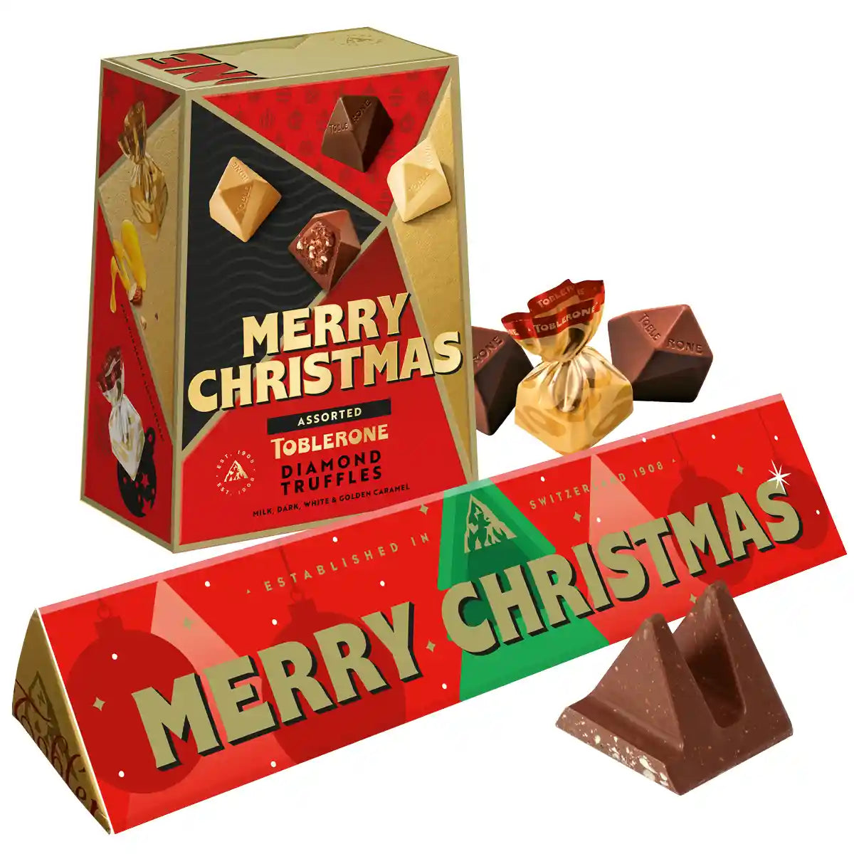 Merry Christmas Toblerone Bar & Truffles Chocolate Bundle