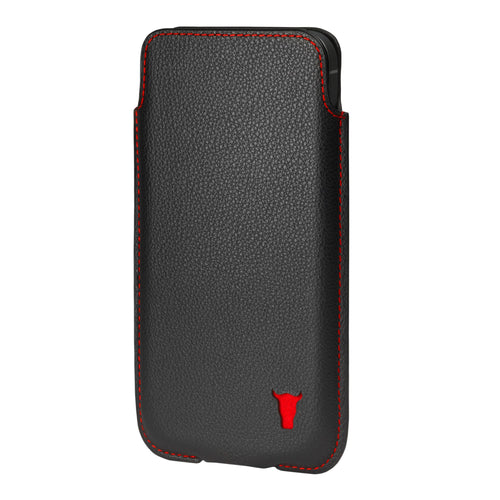 Apple iPhone Leather Pouch Case (6.7/6.9-inch) - Black with Red Detail