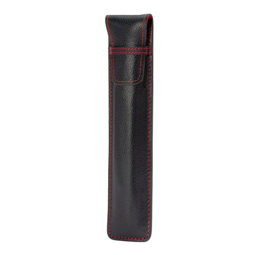 Apple Pencil Leather Case (Pencil Pro USB-C 2nd & 1st Gen) - Black with Red Detail