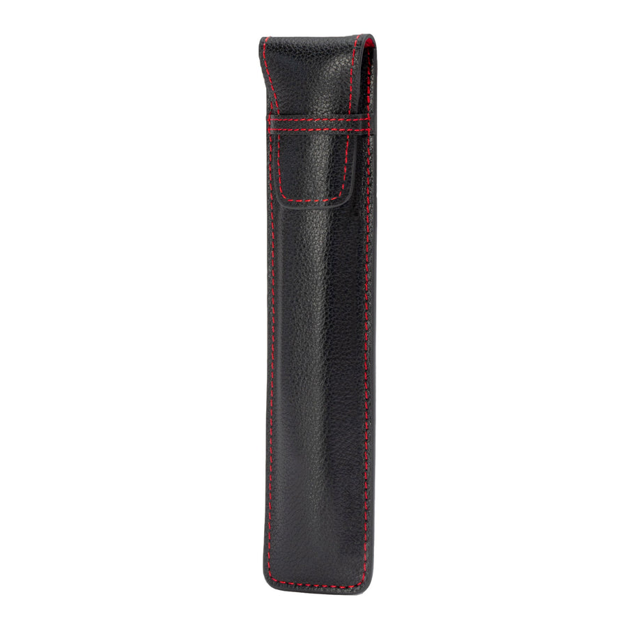 Apple Pencil Leather Case (Pencil Pro USB-C 2nd & 1st Gen) - Black with Red Detail