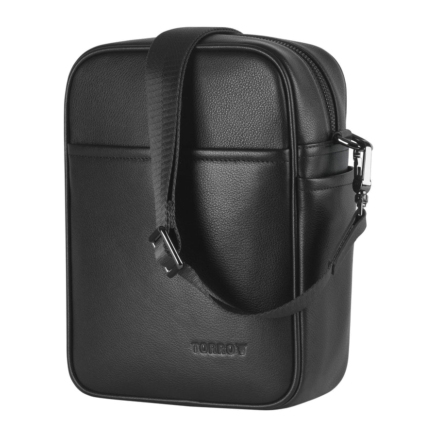 Leather Crossbody Shoulder Bag - Black