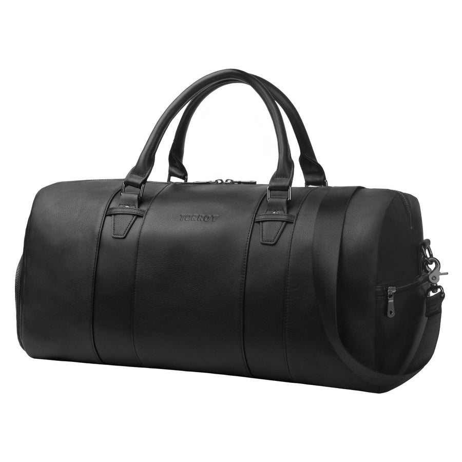 Leather Weekend Duffle Bag - Black