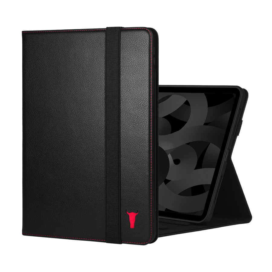 Apple iPad 11th Gen A16 / 10th Gen Leather Case - Black with Red Detail