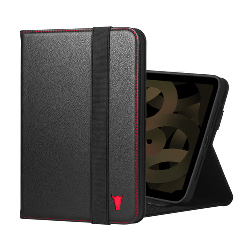 Apple iPad Mini 6 Leather Case (6th Generation) - Black with Red Detail
