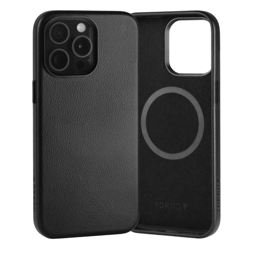 Apple iPhone 15 Pro Max Slimline Leather Bumper Case (MagSafe Compatible) - Black