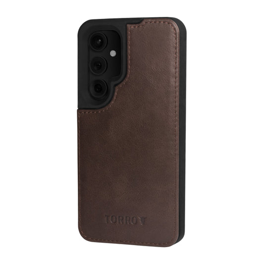 Samsung Galaxy S24 Leather Wallet Case (with Stand Function & Wireless Charging) - Dark Brown