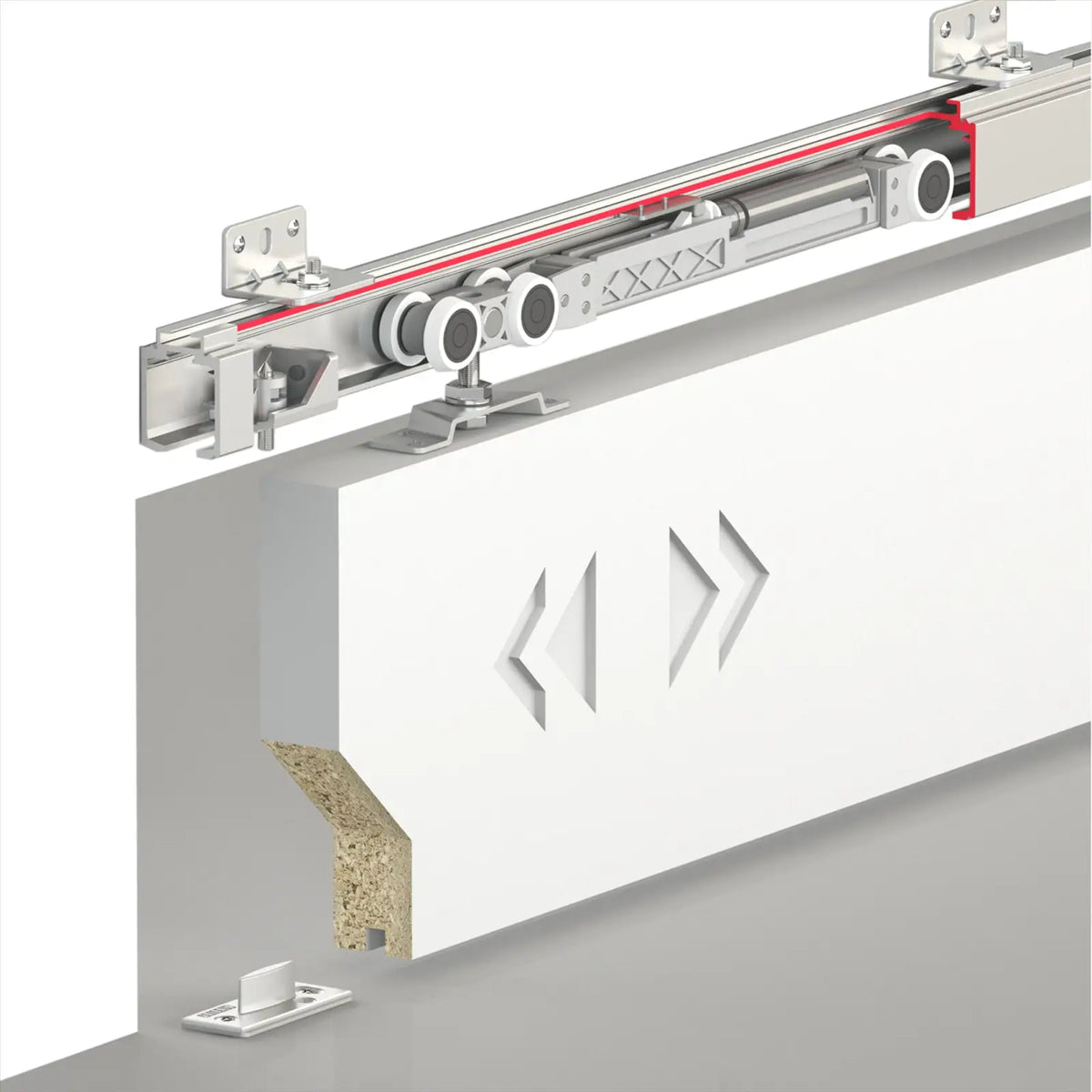 TS-Slide Top Hung Sliding Door Rail Kit - 1200mm Track - One Way Soft Close