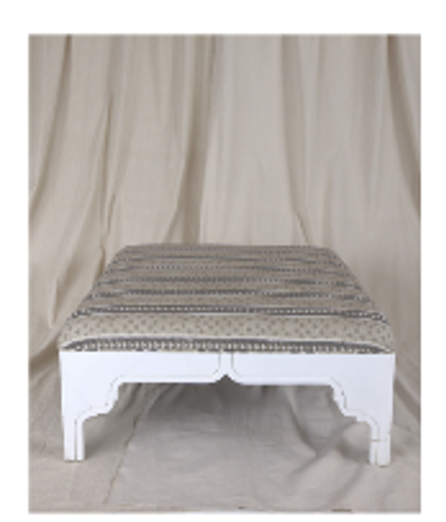EHI - Furniture - Moroccan Ottoman with Carved Wood base