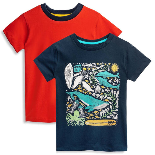 Organic Cotton Kids Graphic Tee 2-Pack | Color: Under The Sea | Size: X-Small (4/5)