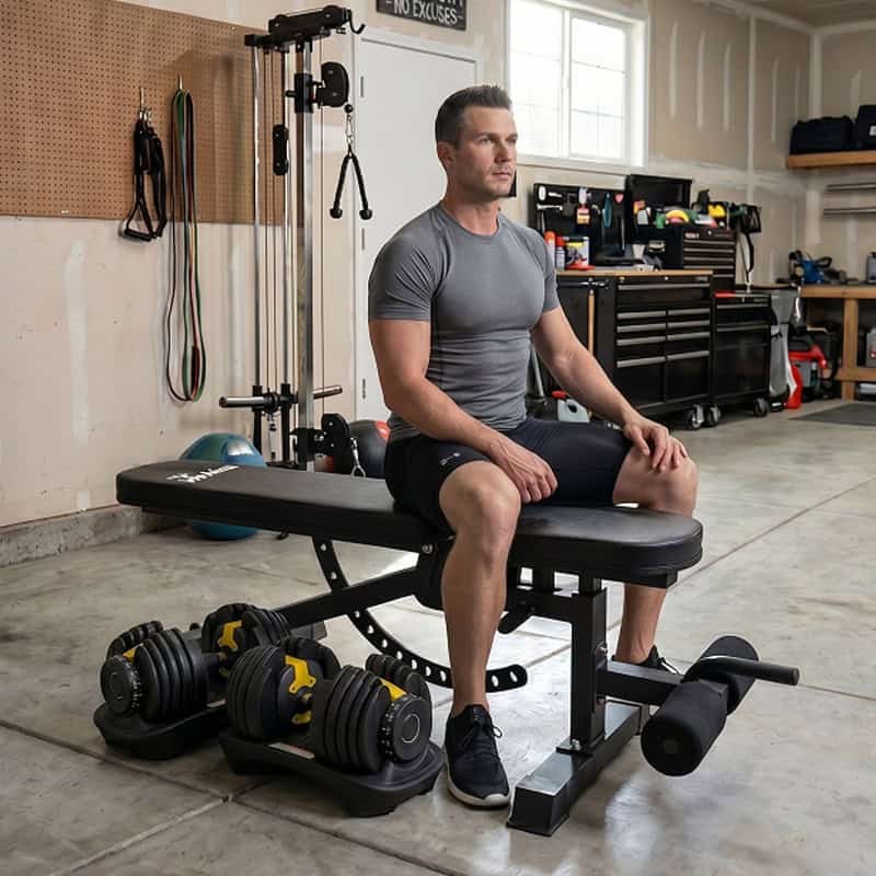 Ironman Professional Weight Training Bench & 24kg Adjustable Dumbbell Pair Set