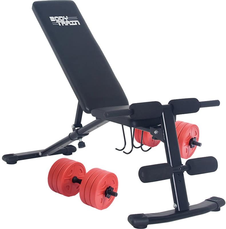BodyTrain Foldable Adjustable Weight Bench & 32kg Dumbbell Set