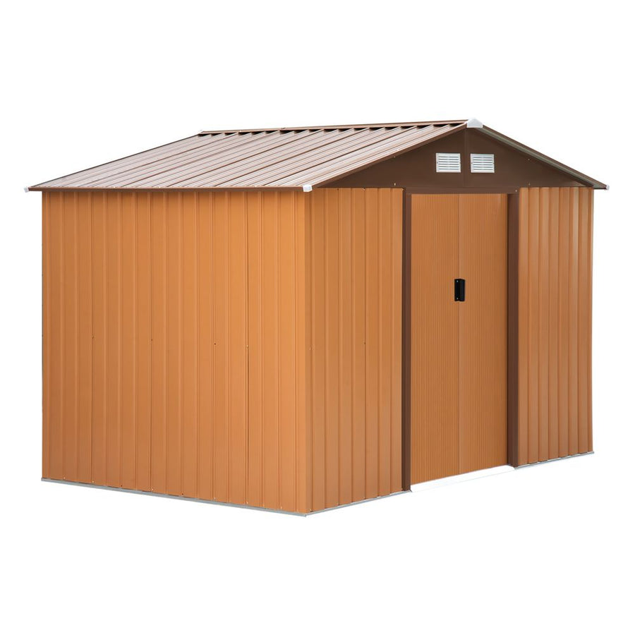 9x6 ft Metal Shed Khaki Storage Large Yard Store Door Container