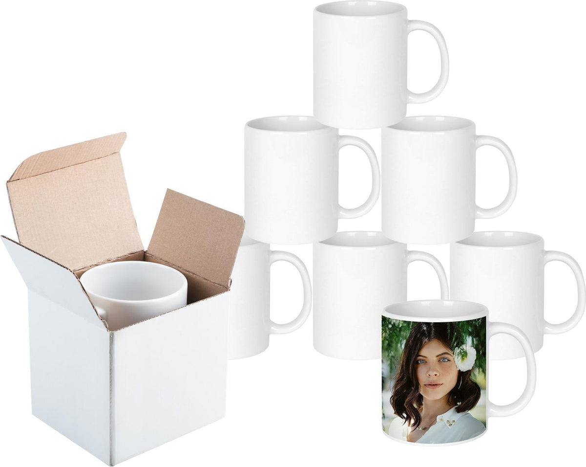 350ml Blank Stoneware Sublimation Mugs - White - Pack of 6