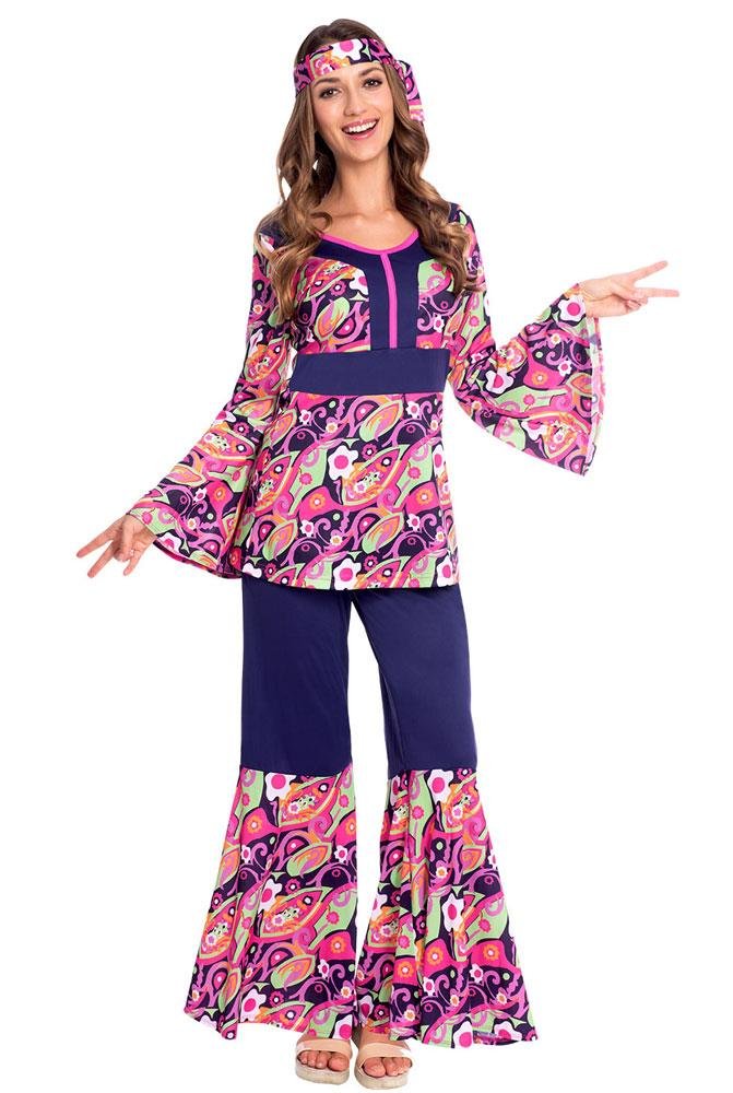 Women's Hippy Chick 60s Costume - UK 8-10