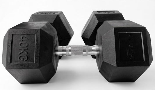 Ironman Rubber Coated Hex 40kg Dumbbell Pair