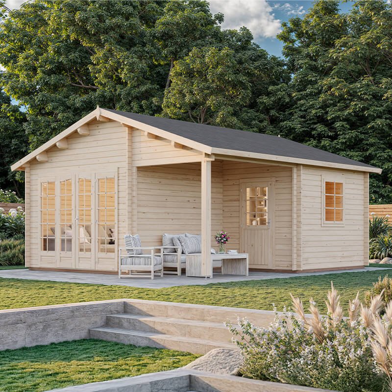 Palmako Irene 5.3m x 5.7m Log Cabin Garden Building (44mm)