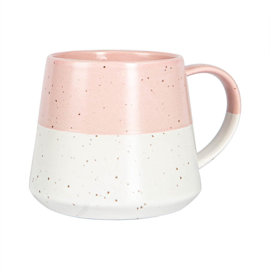 370ml Pink Colour Block Flecked Stoneware Belly Mug