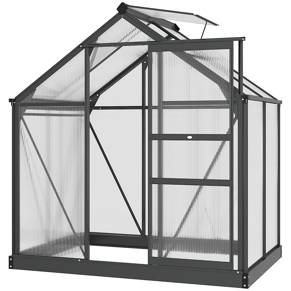 Polycarbonate Walk-In Garden Greenhouse Aluminium Frame w/ Slide Door 6 x 4ft