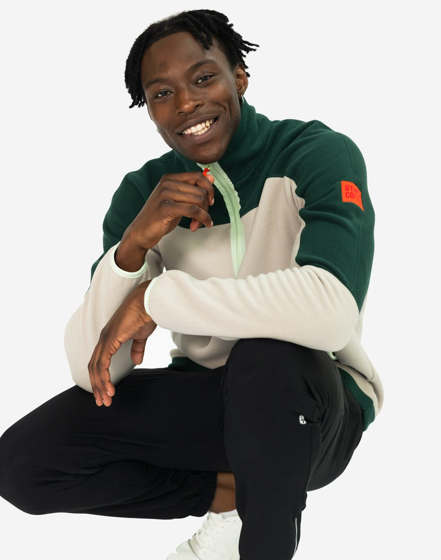 Unisex Half Zip Polar Fleece in Mountain Green