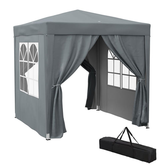 Outsunny 2mx2m Pop Up Gazebo Party Tent Canopy Marquee with Storage Bag Grey - Grey