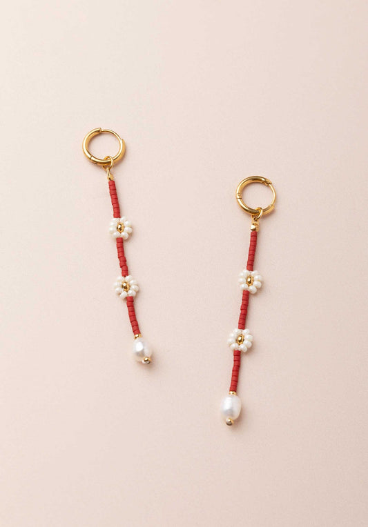 Earring  A2045er02-6 Red | Color: RED | Size: U