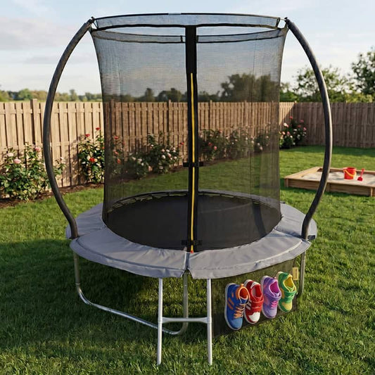 Big Foot 6ft Trampoline & Safety Enclosure Free Shoe Tidy & Ladder – Grey