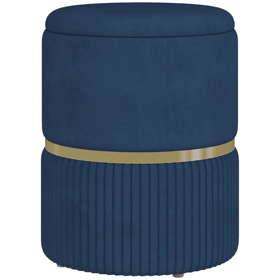 HOMCOM Round Pouffe, Storage Footstool with Cushioned Top, Hidden Space