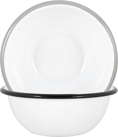 16cm White Enamel Bowls - Pack of Four