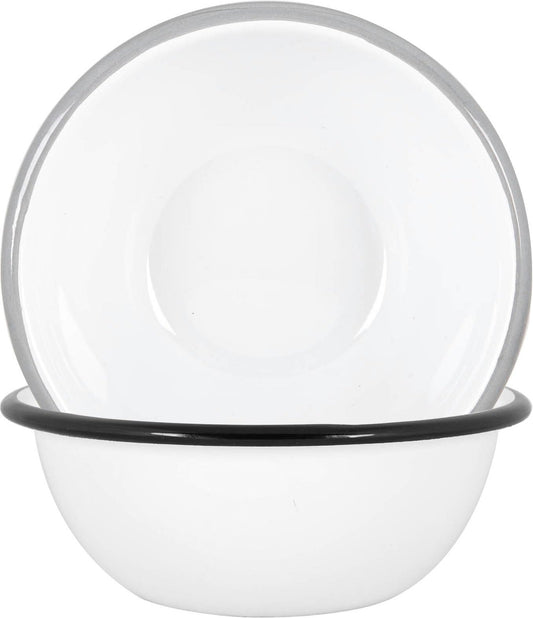 16cm White Enamel Bowls - Pack of Four