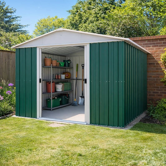 10' x 10' Yardmaster Green Apex Metal Shed (3.03m x 2.98m)