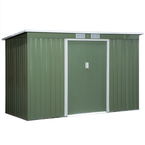 9ft x 4.25ft Corrugated Metal Shed  with Foundation Vent Doors Green